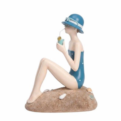8" Turquoise Bather With Drink