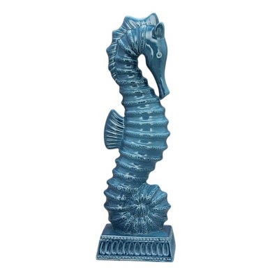 19" Dark Blue Ceramic Seahorse