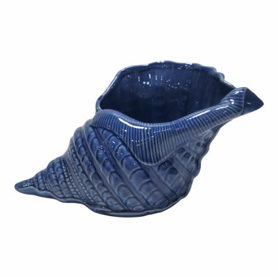 10" Navy Whelk Shell Vase