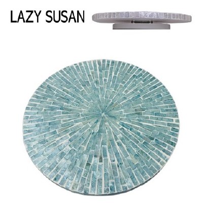 16" Round Blue Capiz Lazy Susan