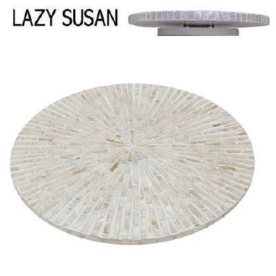 16" Round White Capiz Lazy Susan
