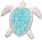 Small Whitewash and Blue Sea Turtle Coastal Wall Art Plaque
