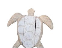 Small Whitewash and Natural Sea Turtle Coastal Wall Art Plaque