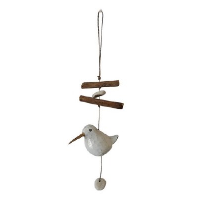 15" White Shorebird Coastal Wood Drop