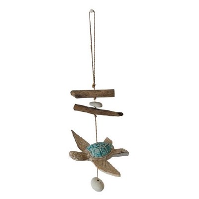 15" Blue Sea Turtle Coastal Wood Drop
