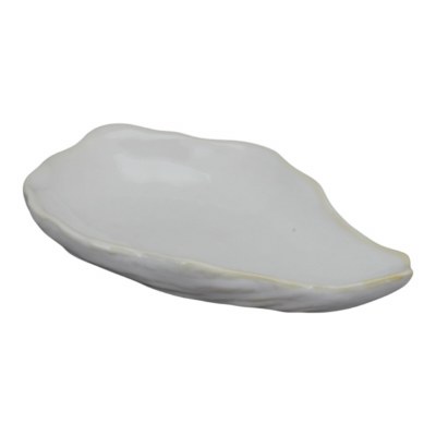 6" White Oyster Shaped Ceramic Plate
