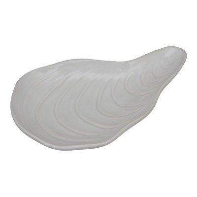 11" White Oyster Ceramic Dish
