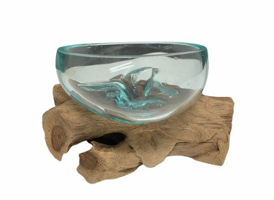 8" Glass Bowl on Driftwood