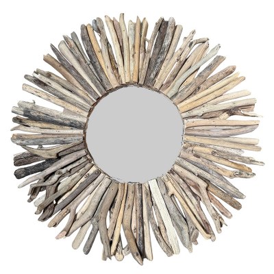40" Round Dritwood Sticks Coastal Mirror
