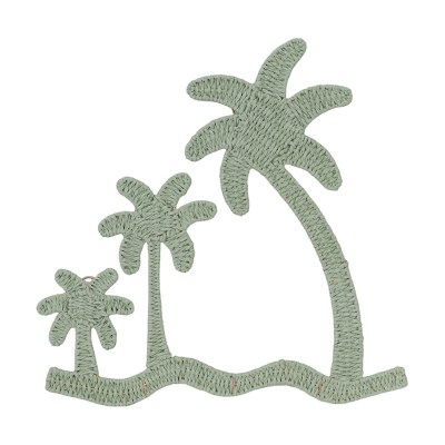 20" Green Triple Woven Palm Trees Coastal Wall Plaque