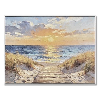 21" x 29" Sunrise on the Beach Framed Coastal Canvas