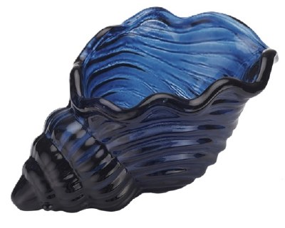5" Blue Glass Conch Shell Figurine
