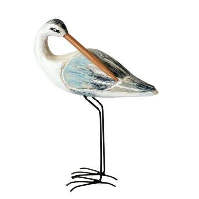 7" Light Blue Shorebird With Its Head Turned Back Statue