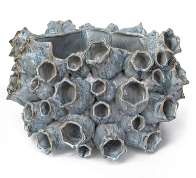 9" Blue Ceramic Barnacle Vase