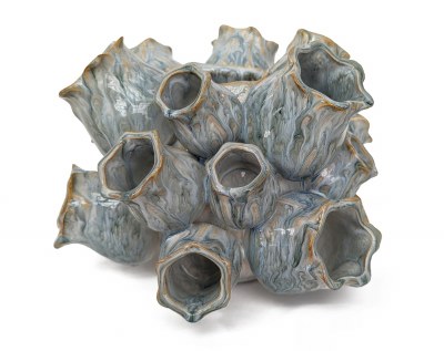 6" Blue Ceramic Barnacle Vase