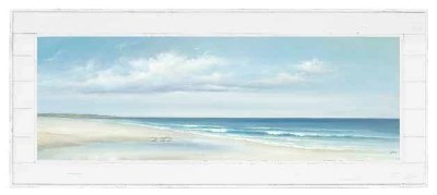 28" x 56" Broad Beach Coastal Canvas in a Shiplap Frame