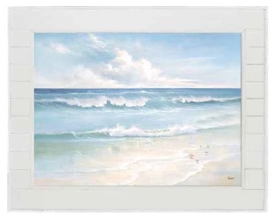 48" x 56" Gentle Surf Coastal Canvas in a Shiplap Frame