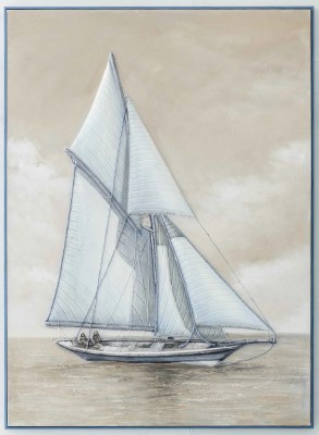 66" x 48" Sailing Framed Coastal Canvas