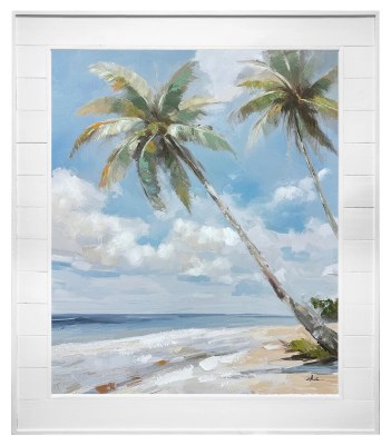 53" x 45" Breezy Palms 2 Coastal Canvas in a Shiplap Frame