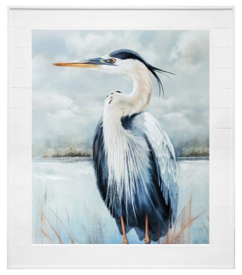 52" x 44" Heron 2 Coastal Canvas in a Shiplap Frame
