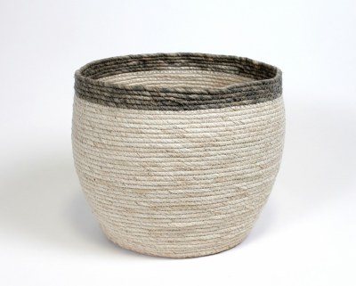 11" Cream and Gray Rim Basket