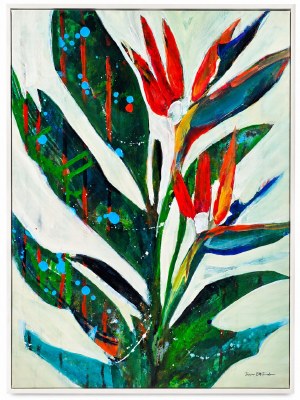 40" x 30" Bird of Paradise 1 Coastal Framed Canvas