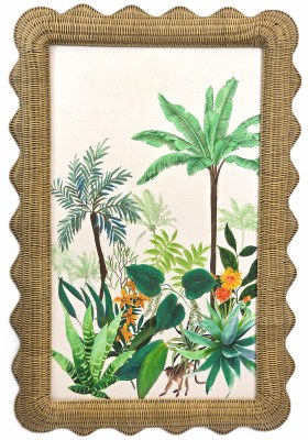36" x 24" Monkey Palms Canvas in a Brown Wicker Frame