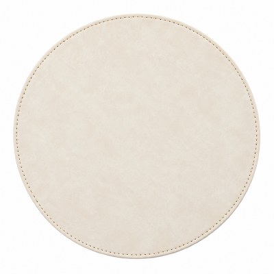 15" Round Ivory Faux Suede Placemat