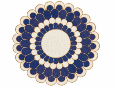 15" Round Blue Flower Polyester Placemat
