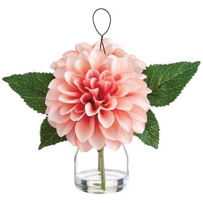 8" Peach Dahlia in a Glass Vase