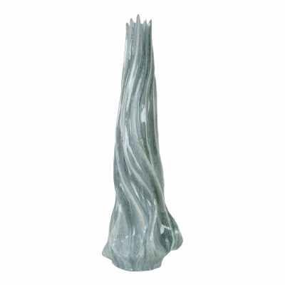 37" Blue Ribbed Swirl Ceramic Vase