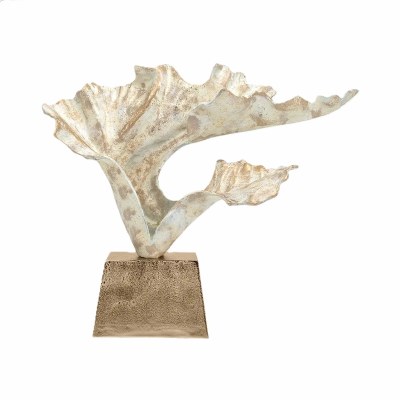 21" Beige and Gold Abstract Metal Sculpture