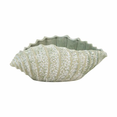 17" Green Shell Ceramic Bowl