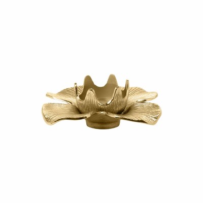 9" Metal Gold Flower Pillar Candle Holder