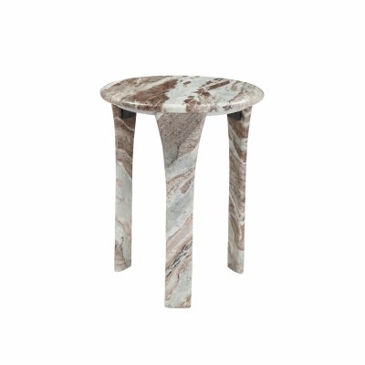 16" Round Multicolor Marble Three Leg End Table