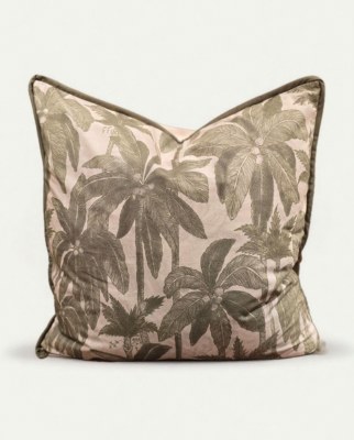 24" Sq Green and Cream Palm Trees Decorative Pillow
