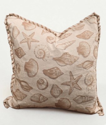 24" Sq Beige and Ivory Sea Shell Decorative Pillow