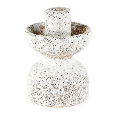 5" White Texture Ceramic Taper Candle Holder