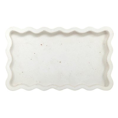 6" x 10" White Scallop Edge Cement Tray
