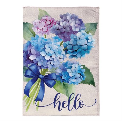 44" x 28" "Hello" Blue Hydrangea Flag