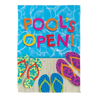 18" x 13" "Pool's Open" Flip-Flops Mini Garden Flag