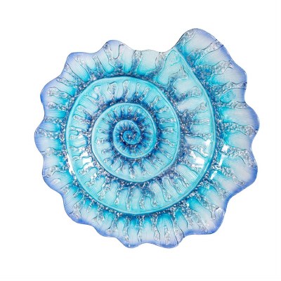 18" Round Blue Shell Glass Bowl