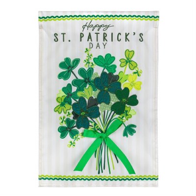 18" x 13" "Happy St. Patrick's Day" Shamrock Bouquet Mini Garden Flag
