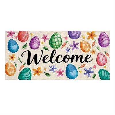 10" x 22" "Welcome" Multicolor Egg Sassafrass Doormat
