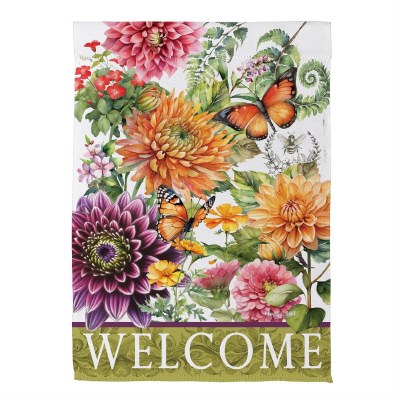 18" x 13" "Welcome" Multicolor Dahlia Mini Garden Flag
