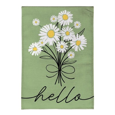 18" x 13" "Hello" White Daisy Mini Garden Flag