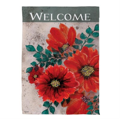 18" x 13" "Welcome" Red Poppies Mini Garden Flag