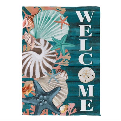 18" x 13" "Welcome" Shells Mini Garden Flag
