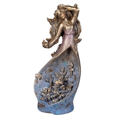 11" Blue and Bronze Polyresin Mermaid