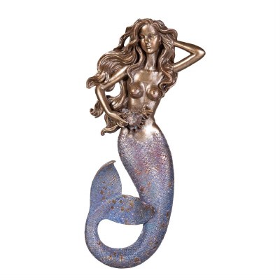 15" Blue and Bronze Mermaid Polyresin Plaque